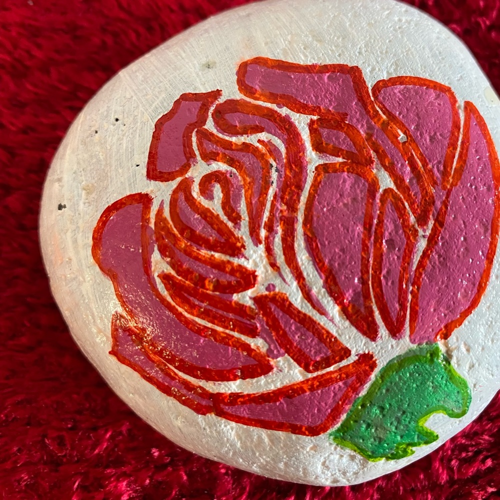 Rose Garden Rock hand painted